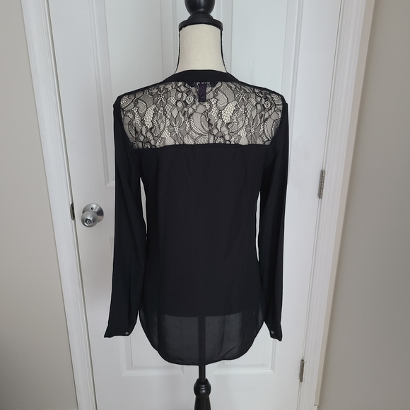 NWOT Long Tall Sally Tall Black Lace Women's Button Down Blouse - Picture 5 of 8